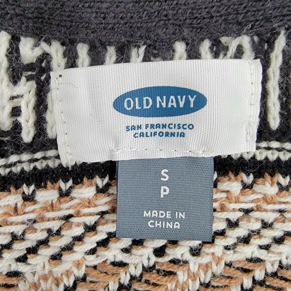 Old Navy Cardigan Women's Size Small Open Front Knit Aztec Geo Brown Black White - Picture 4 of 7